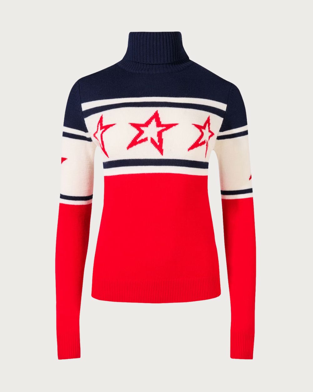 Womens Perfect Moment Chopper Merino Wool Sweater - Red/Navy Knitwear Perfect Moment XS INTL / 6-8 AU 