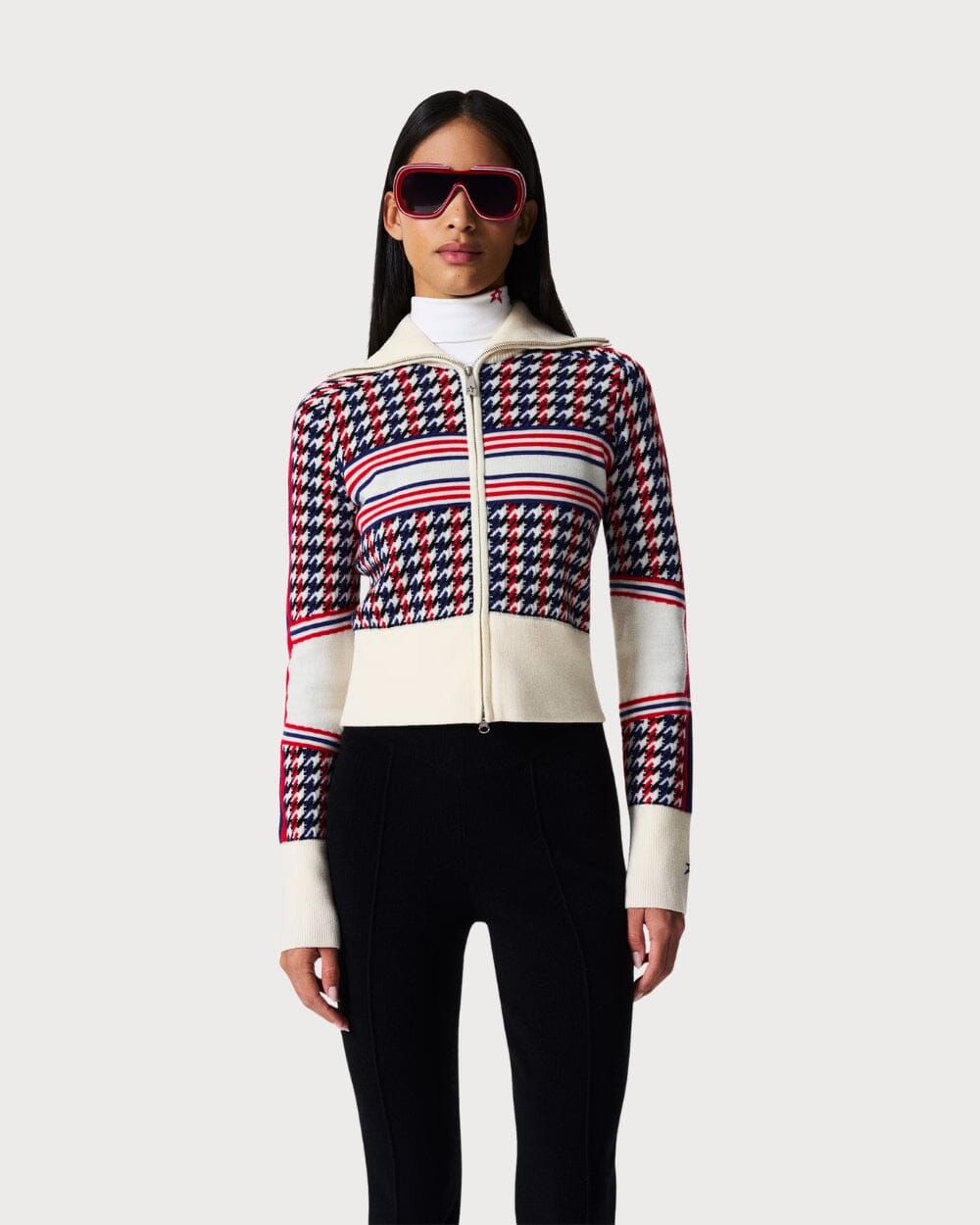 Women's Perfect Moment Houndstooth Classic Ski Sweater - Houndstooth Knitwear Perfect Moment 