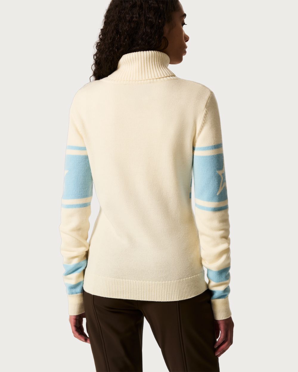 Womens Perfect Moment Schild 'Ski' Wool Sweater - Snow White/Light Blue Knitwear Perfect Moment 