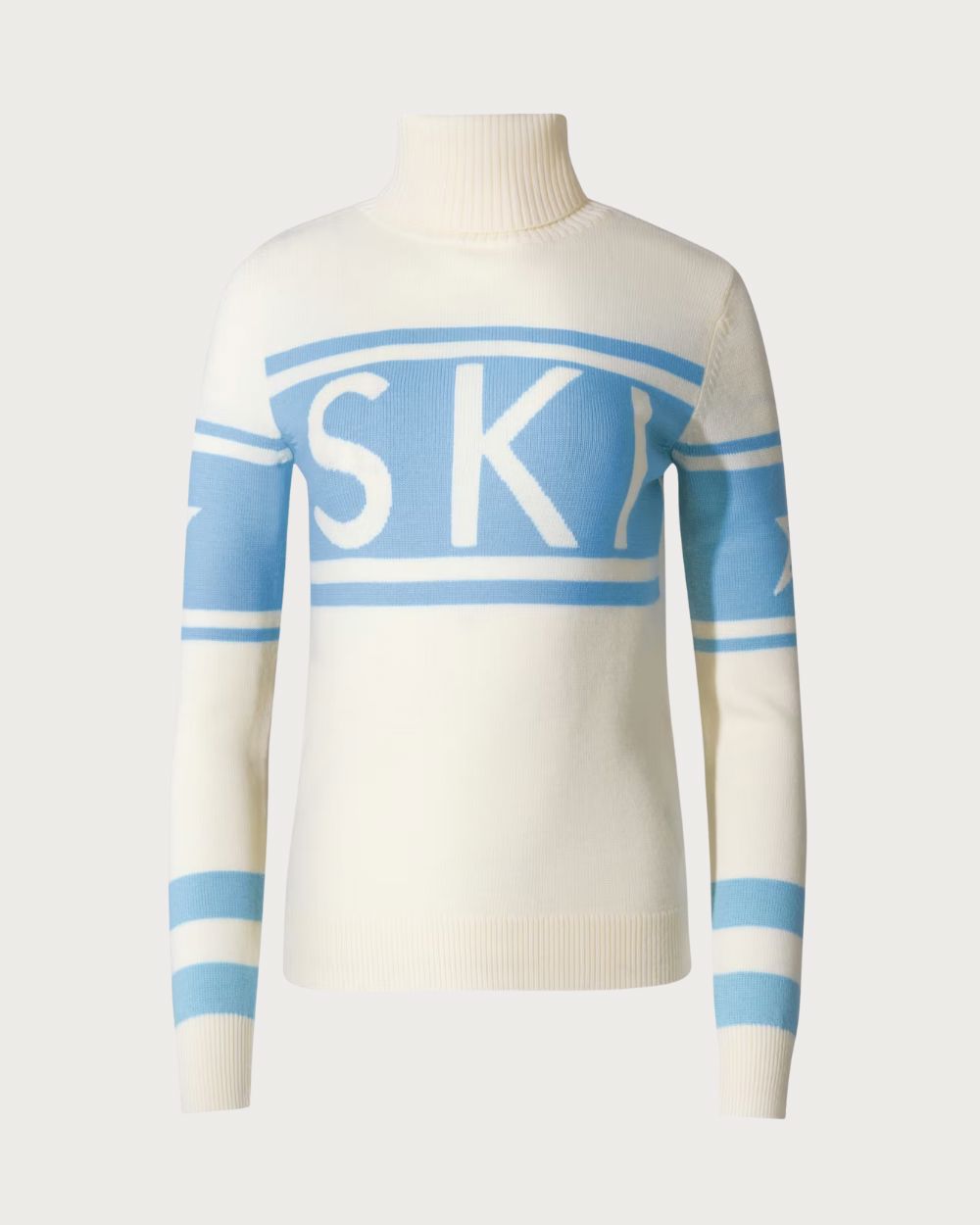 Womens Perfect Moment Schild 'Ski' Wool Sweater - Snow White/Light Blue Knitwear Perfect Moment 