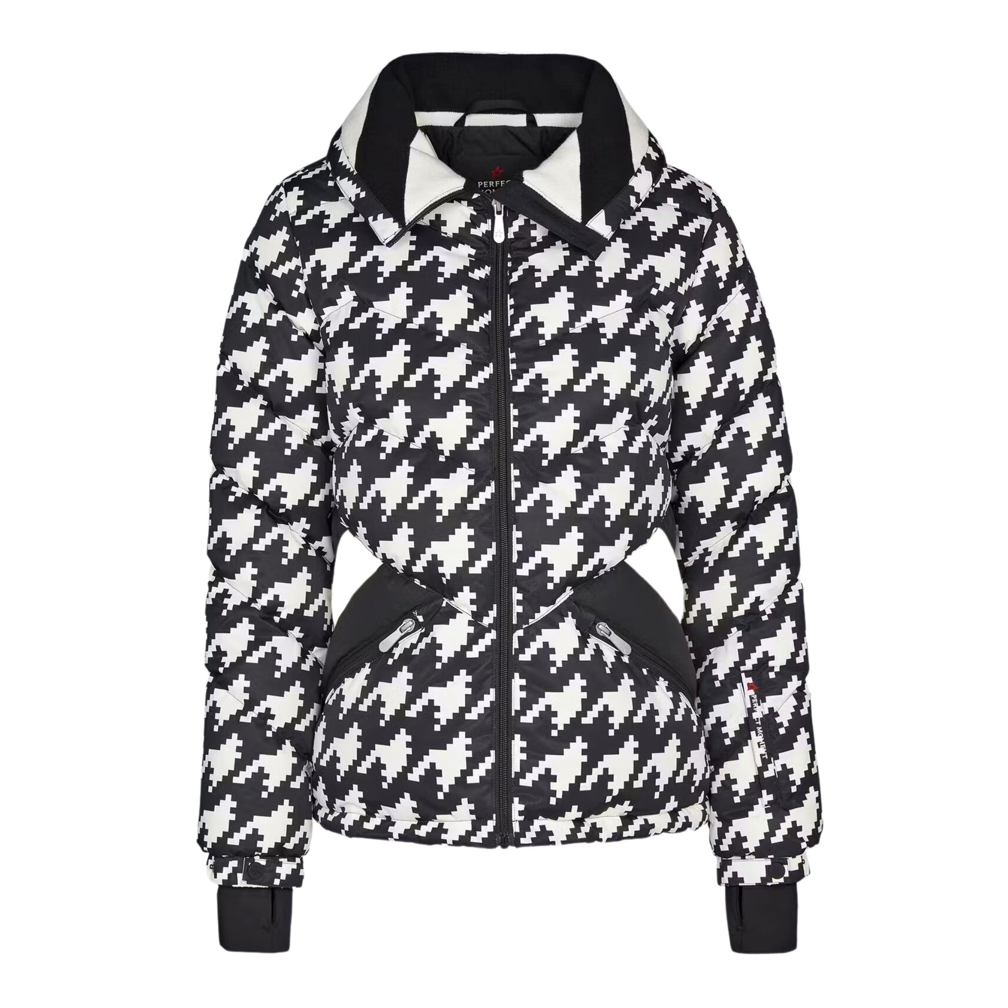 Womens Perfect Moment Ski Duvet Jacket - Houndstooth Black/White Jackets Perfect Moment 