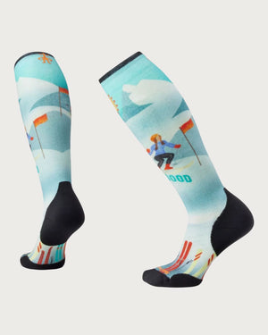 Womens Smartwool Ski Targeted Cushion Socks - Snow Bunny Capri Blue Socks Smartwool 