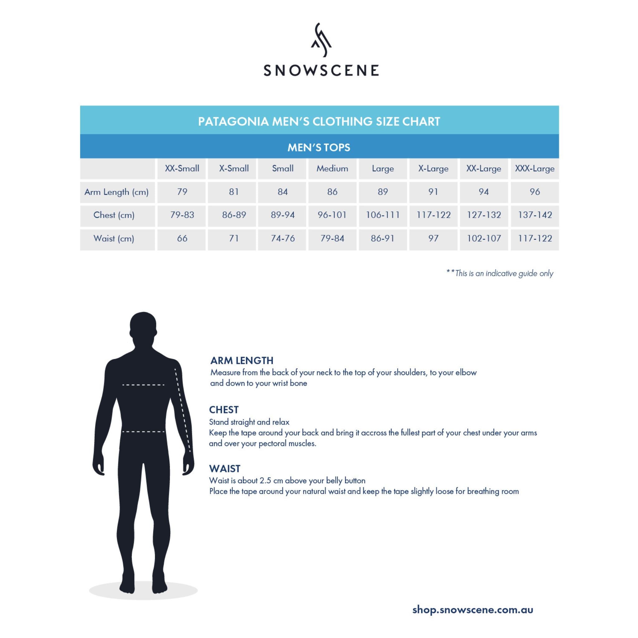 Patagonia mens jacket size chart top
